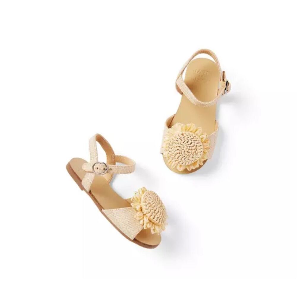 Janie & Jack Woven Flower Sandal in Natural Size 10